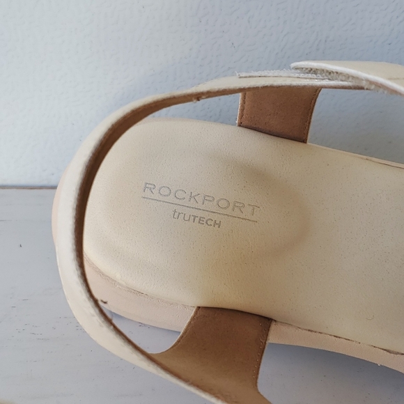 Women's ROCKPORT ABBIE T-strap Sandals Sz 10 Vanilla - Picture 3 of 9